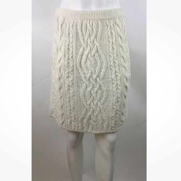 didi knitwear Dresses & Skirts - Didi Knitwear Sz 2 Heavy Cable Knit Chenille A-Line Skirt Cream Acrylic Rayon